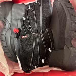 Hunter Black and Red Winter Boots